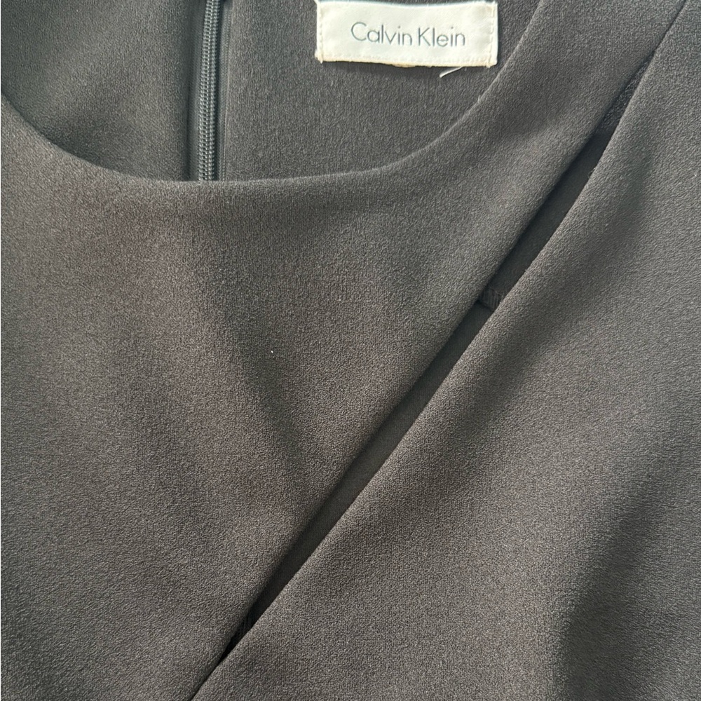 Calvin Klein Black Asymmetrical Midi Sheath Dress Sleeveless Career Office Small - Picture 6 of 13
